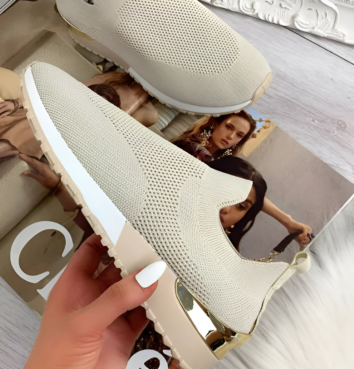 Dam Vinter Sneakers Klassisk Design Miljövänligt Material-2