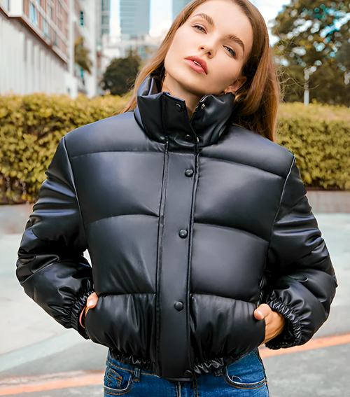 Dam Lång Vinterjacka Trendig Hållbar Syntetisk-1