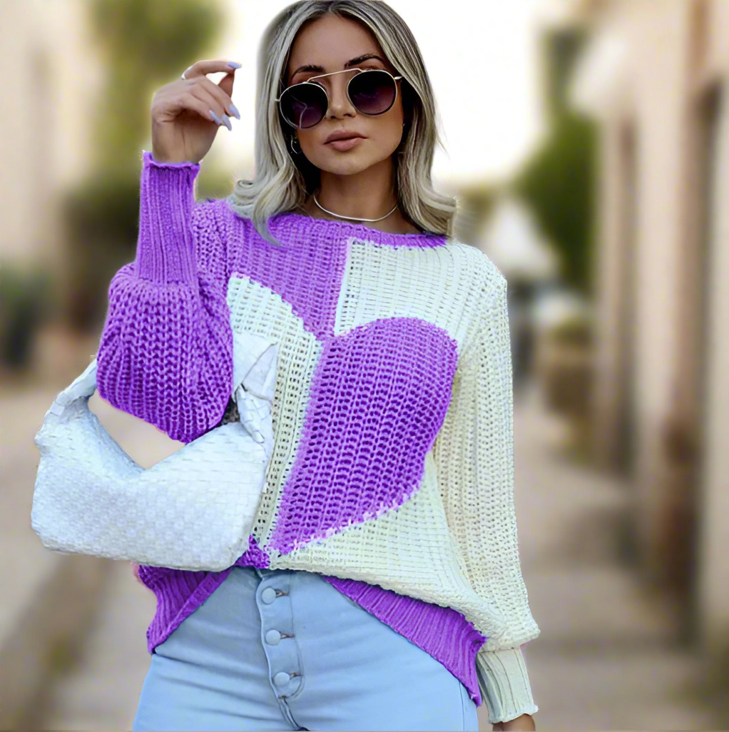 Variant image for Stickad Dam Tröja i Kashmir med Hjärtmönster-11