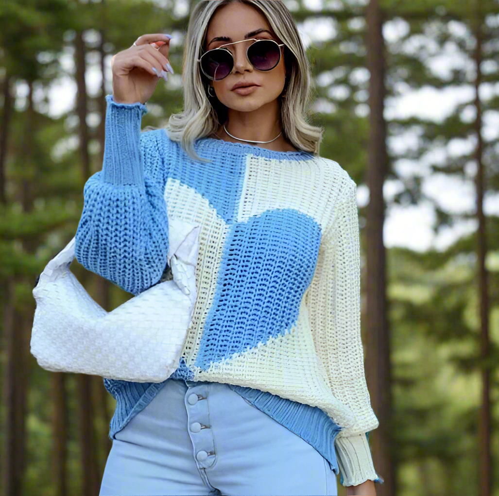 Variant image for Stickad Dam Tröja i Kashmir med Hjärtmönster-16