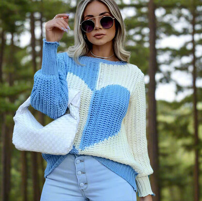 Variant image for Stickad Dam Tröja i Kashmir med Hjärtmönster-16