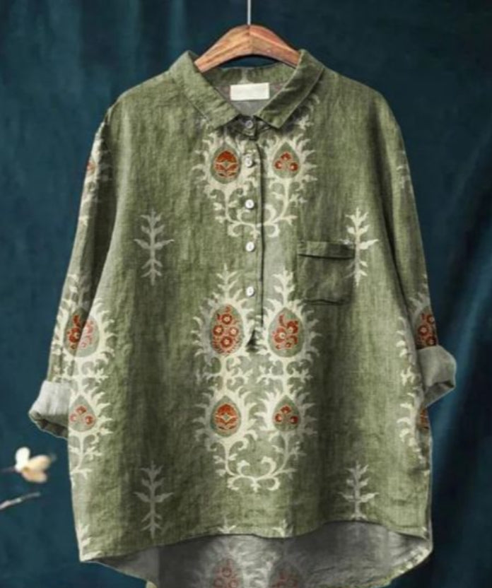 Variant image for Dam Blus Blommönster Figur-kramande Högkvalitativt Tyg-61