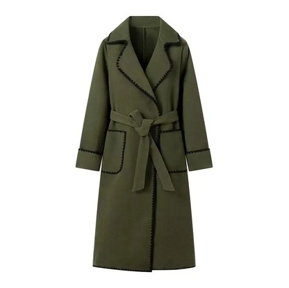 Kvinnors Trench Coat Klassisk Stilhållbart Material Med Midjebälte-4