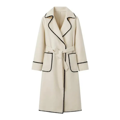 Kvinnors Trench Coat Klassisk Stilhållbart Material Med Midjebälte-5