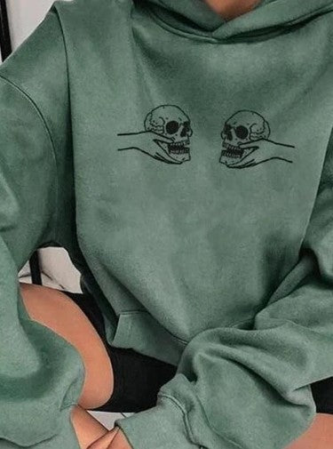 Dam Hoodie Modern Bomull Avslappnad-1