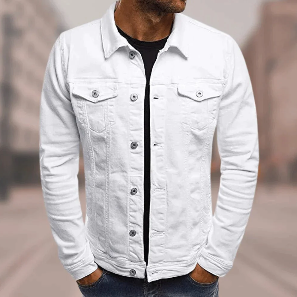 Slim Fit Herrjacka i 100% Bomull – Denimjacka för Höst med Flera Fickor och Trendiga Detaljer 11