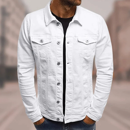 Slim Fit Herrjacka i 100% Bomull – Denimjacka för Höst med Flera Fickor och Trendiga Detaljer 11