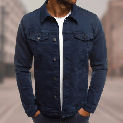 Slim Fit Herrjacka i 100% Bomull – Denimjacka för Höst med Flera Fickor och Trendiga Detaljer 12