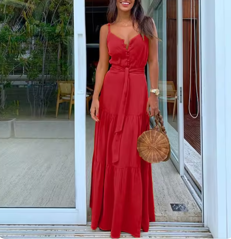 Maxiklänning Dam Sling Design Lätt Tyg-5