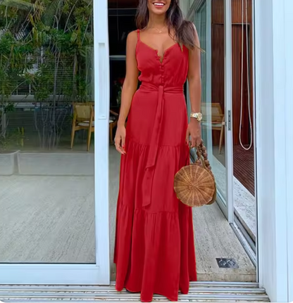 Maxiklänning Dam Sling Design Lätt Tyg-5