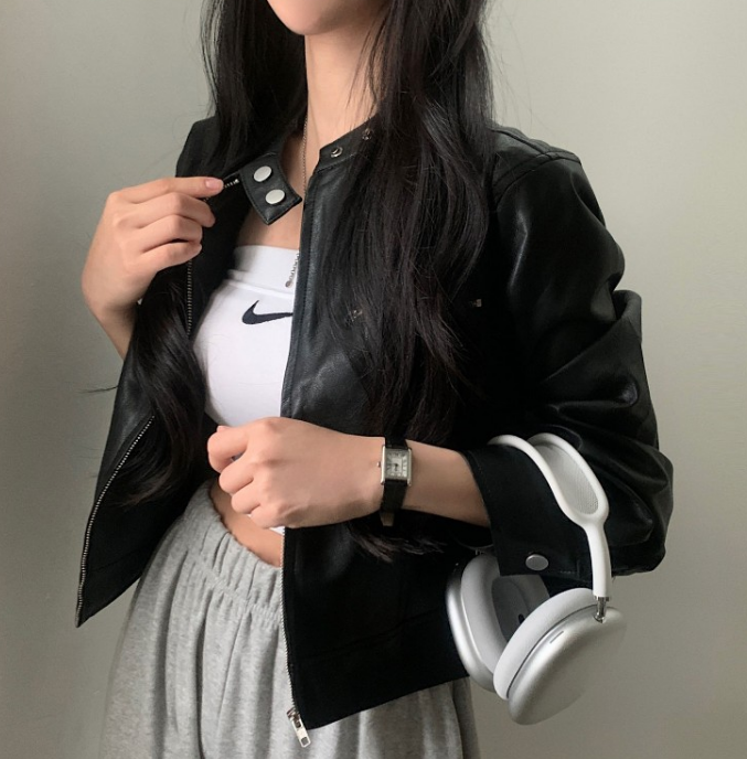 Damjacka Retro med Hög Krage i Polyester – Trendig Jacka för Vardagsbruk och Formella Tillfällen 8