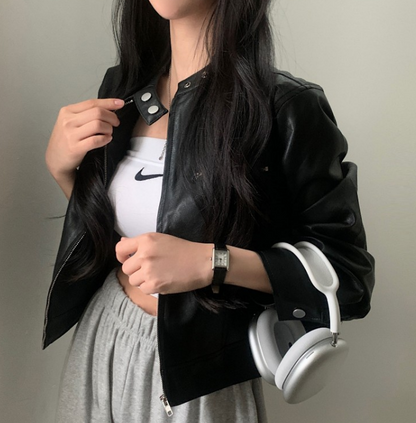 Damjacka Retro med Hög Krage i Polyester – Trendig Jacka för Vardagsbruk och Formella Tillfällen 8