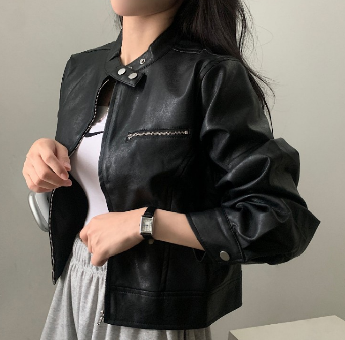 Damjacka Retro med Hög Krage i Polyester – Trendig Jacka för Vardagsbruk och Formella Tillfällen 4