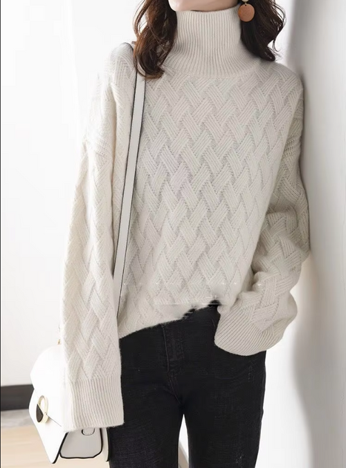 Kvinnors Turtleneck Tröja Kashmir Elegant Normal Passform-1