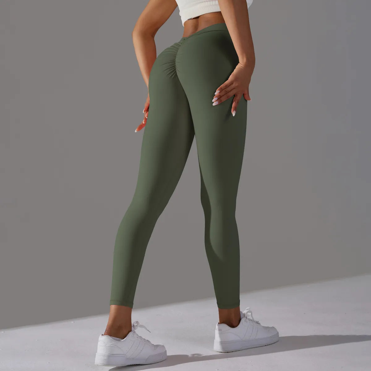 Kvinnors Gym Leggings Hög Midja Elastiskt Nylon Elastan-4