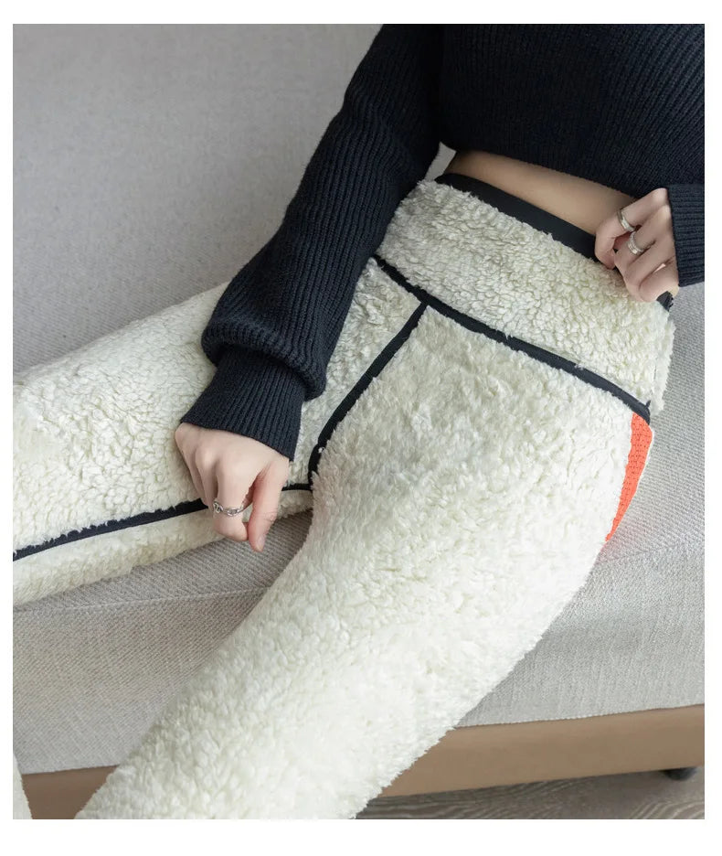 Damleggings Hög Midja Sömlös Fleece Stretchmaterial-6
