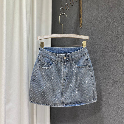 Variant image for Dam Jeanskjol A-linjeformad med Strass Detaljer i Denim-5