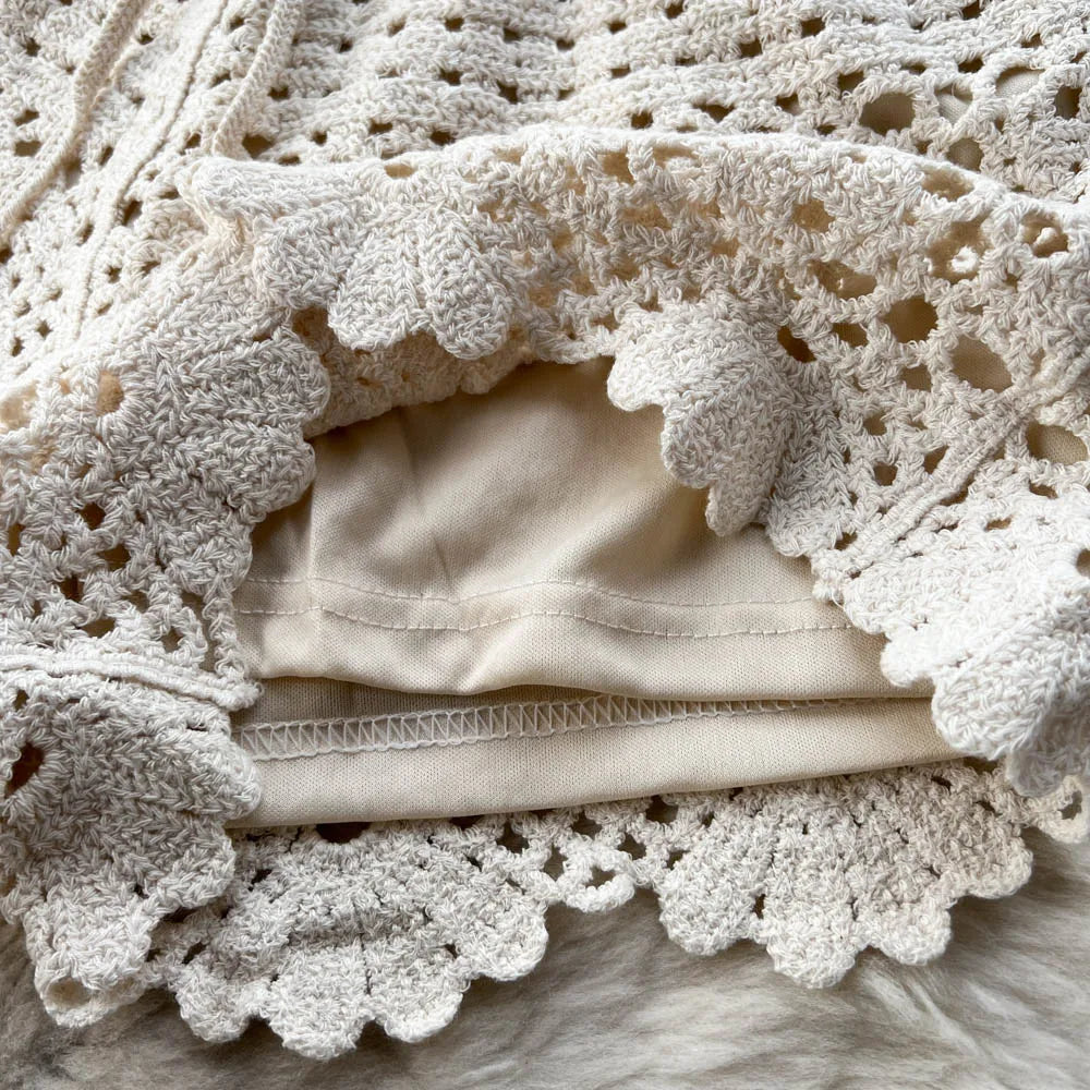 Dam Shorts Avslappnad Bomull Elastisk Stickad-4