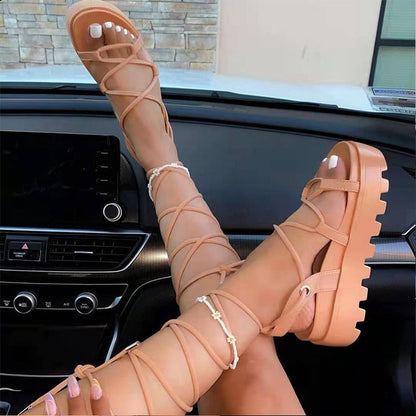 Dam Sneakers Plattform Snörning Textil Syntet-4