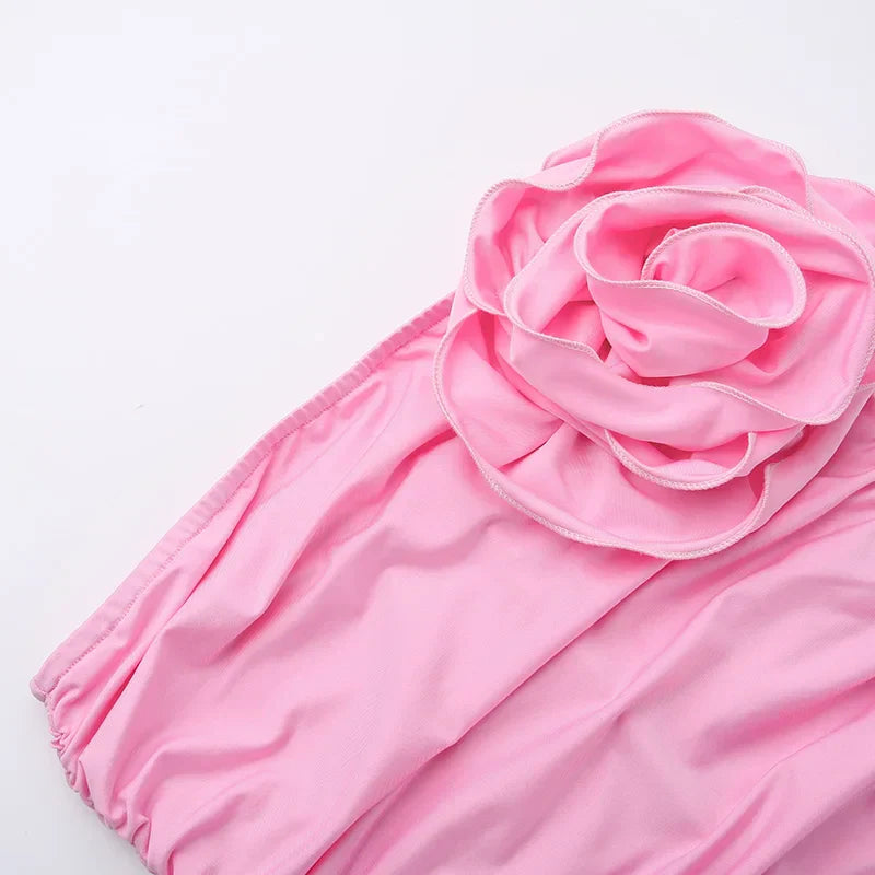 Maxiklänning Dam Stropplös Veckad Polyester-6