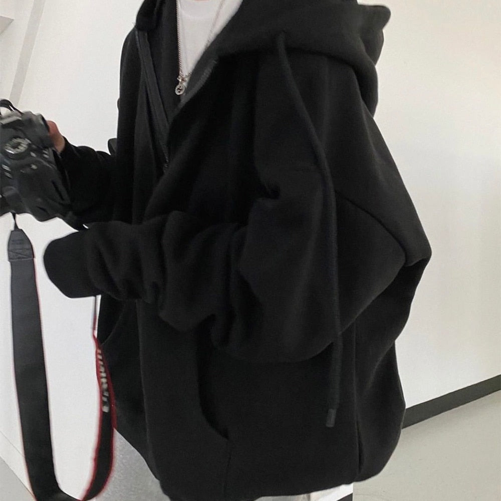 Variant image for Damjacka Överdimensionerad Zip-up Polyester med Fickor och Huva-1