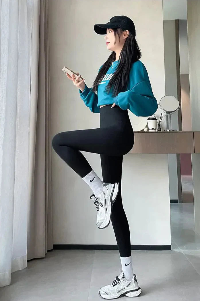 Damleggings Hög Midja Sömlös Spandex Nylon-2