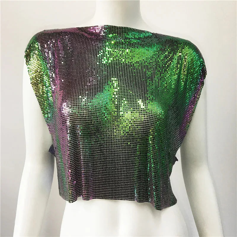 Variant image for Dam Crop Top Monokrom Polyester Paljettdekoration-61