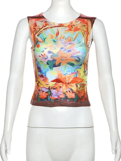 Variant image for Dam Crop Top Tryckdesign Stretchmaterial-1