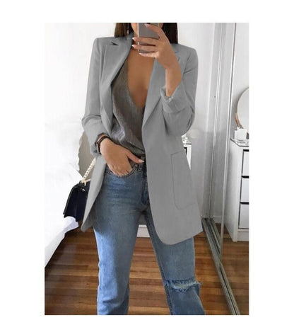 Dam Blazer Cardigan Slim Fit med Polo-hals i Polyester – Elegant och Bekväm för Vardag och Fest 6