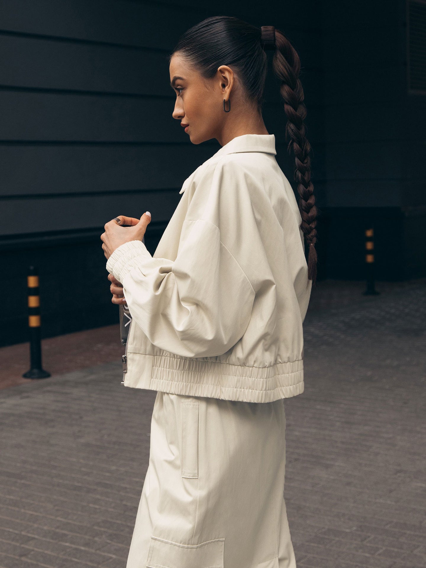 Damjacka Bomber Elegant Väderbeständig Gräddefärgad 3