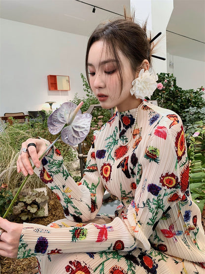 Dam Stenuppsättning Blommönster Polyester för Sommar-1