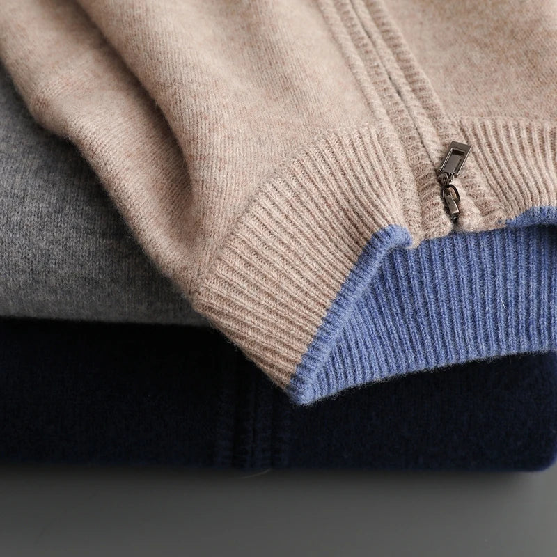 Herr Jacka Zip-up Lyxig Komfort Högkvalitativt Tyg-2