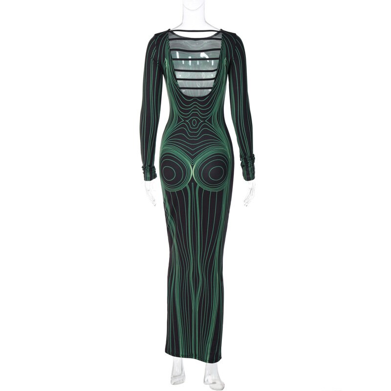 Maxiklänning Dam Spandex Rund Halsringning Ankellängd Slits 6