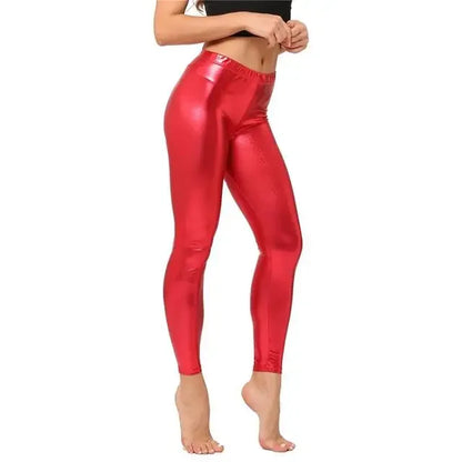 Variant image for Damleggings Sömlös Spandex och Syntetiskt Läder Hög Midja-21