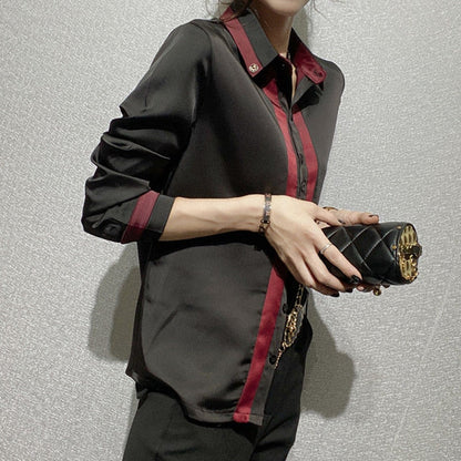 Herrskjorta Slim Fit Patchwork Polyester-3