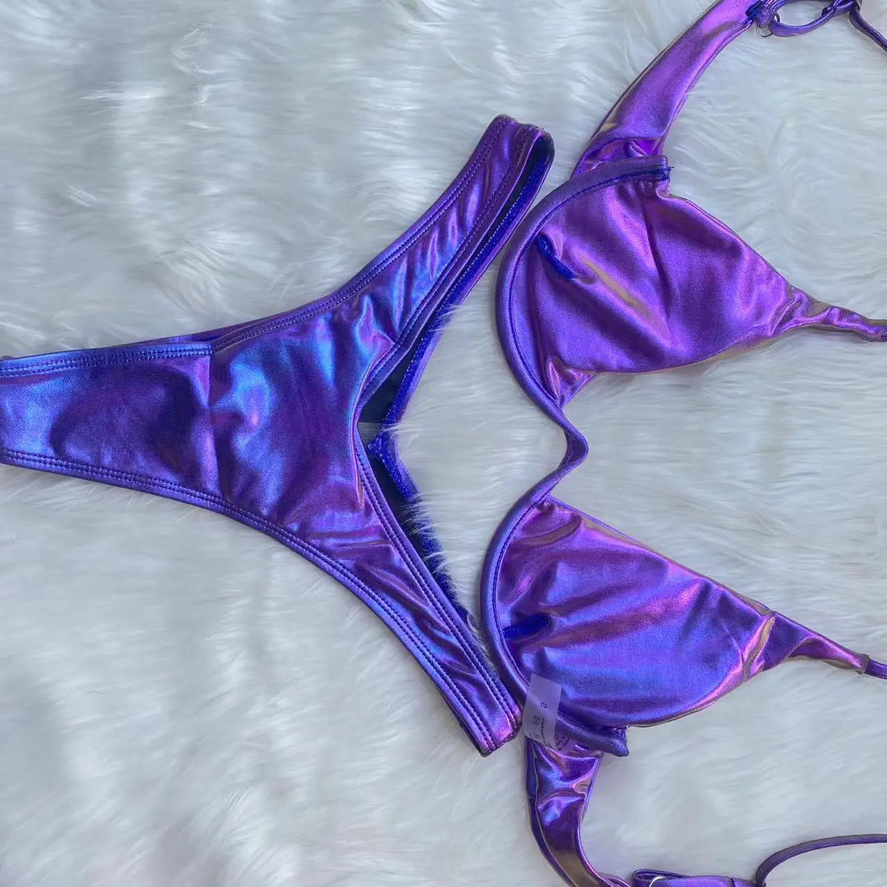 Dam Baddräkt Två Delar Monokrom Nylon med Trådlöst Stöd-5