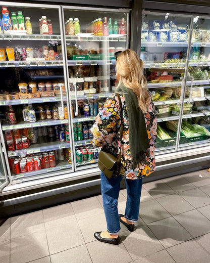 Damjacka Blommönstrad Quiltad med Bred Ärmdesign-4