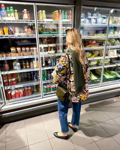 Damjacka Blommönster Mjuk Material för Hösten-4