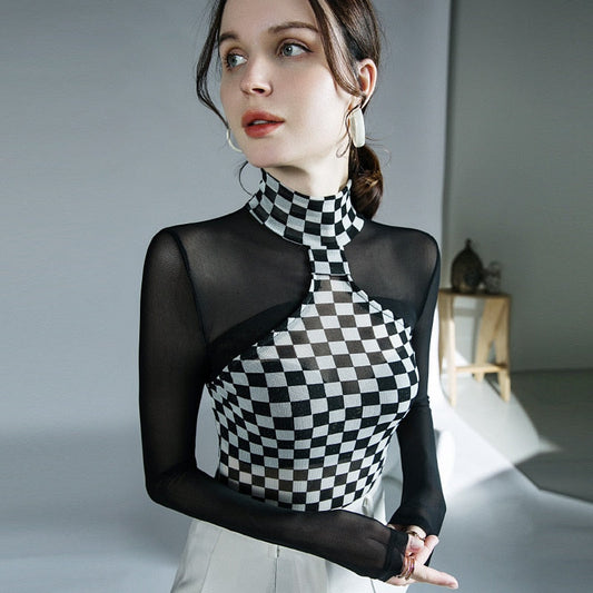 Blus Dam Turtleneck Carom Mönster Polyester-1