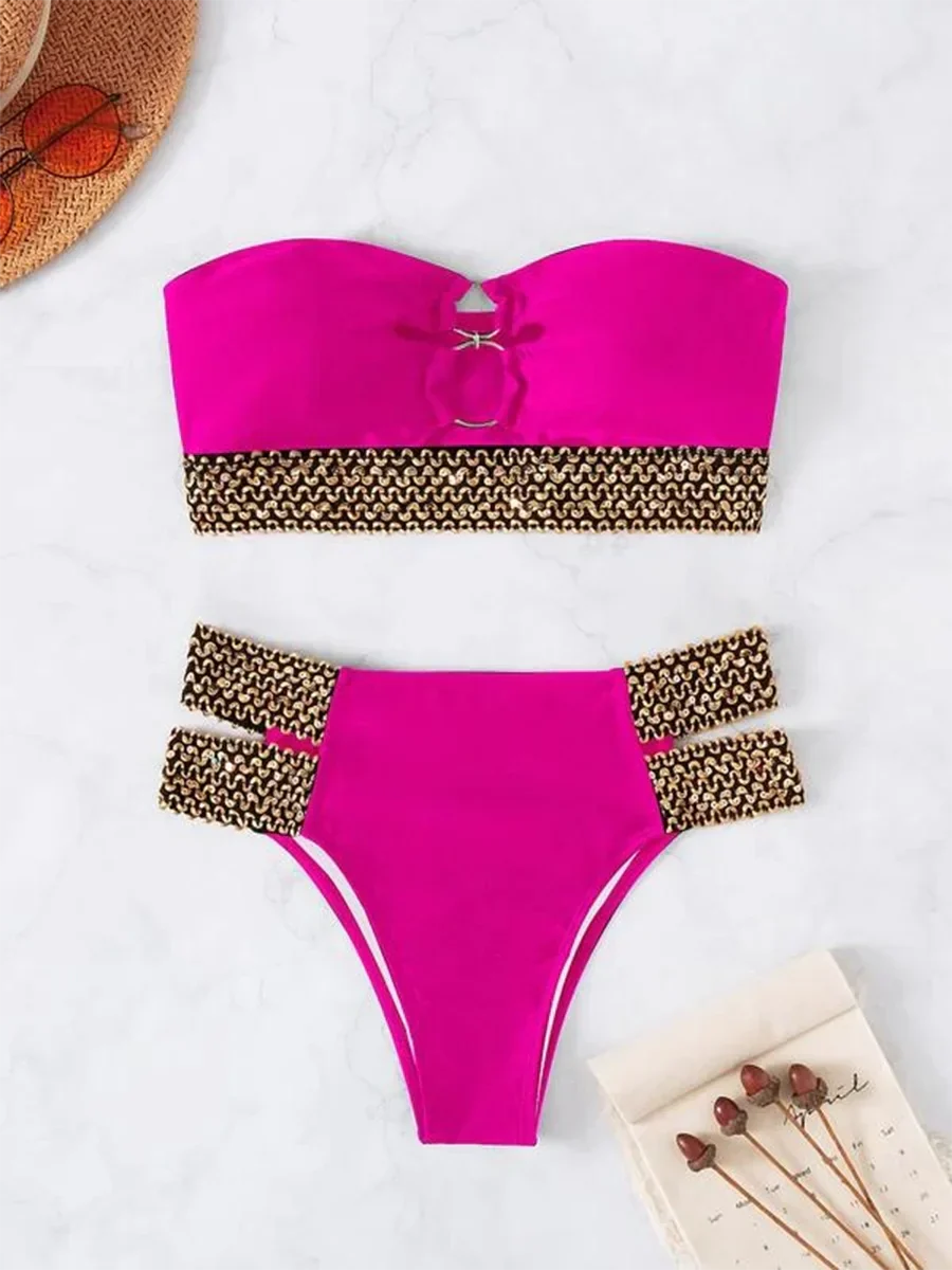Dam Bandeau Bikini Monokrom Spandex Nylon-6