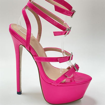 Dam Sandaler Ankelrem PU-läder 5-7 cm Plattform-6