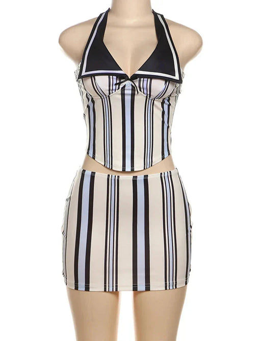 Dam Rockset Randig Polyester Spandex-1