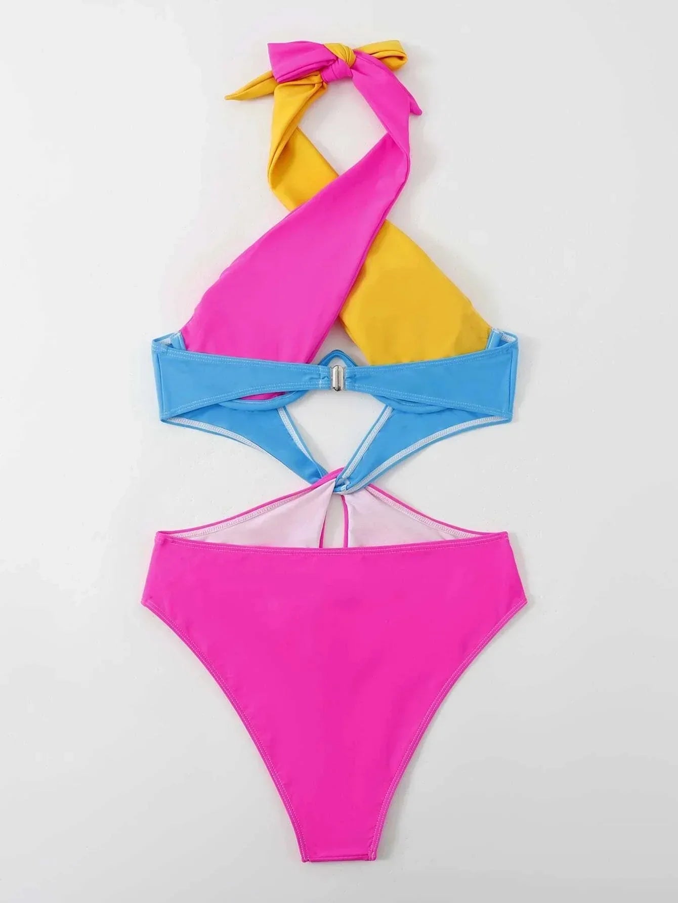 Dam Monokini Med Lappmönster Polyester-5