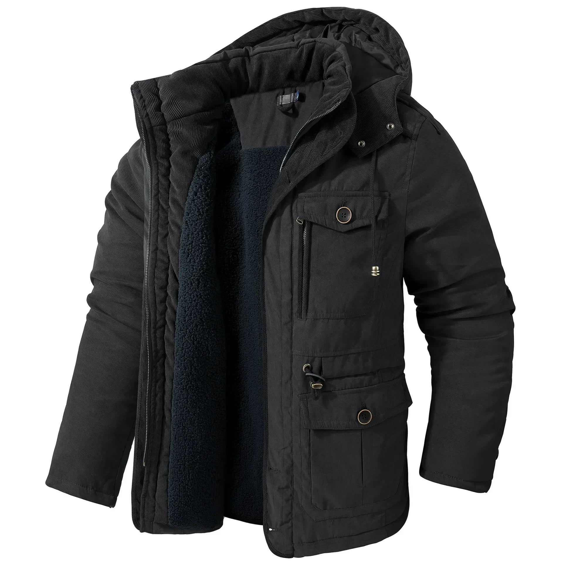 Dam Vinterparka Militärstil Sherpa Foder-4