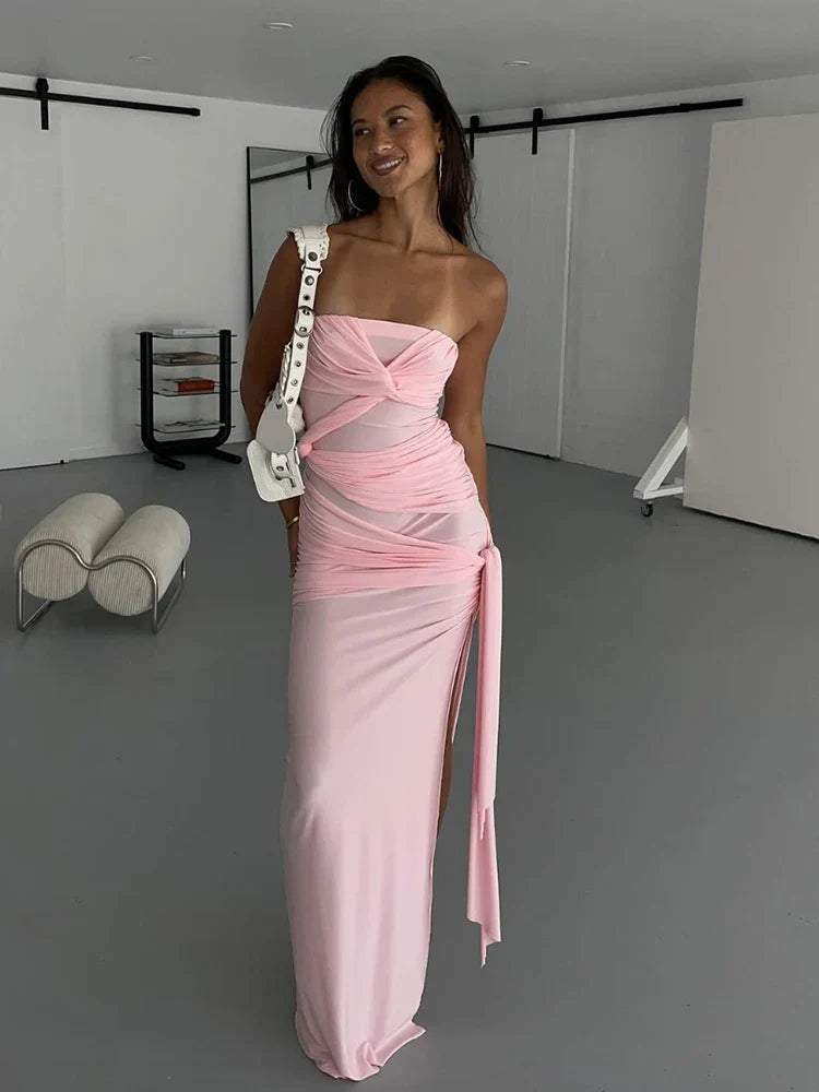 Maxi Klänning Dam Ärmlös Polyester Elegant Lång Klänning-2