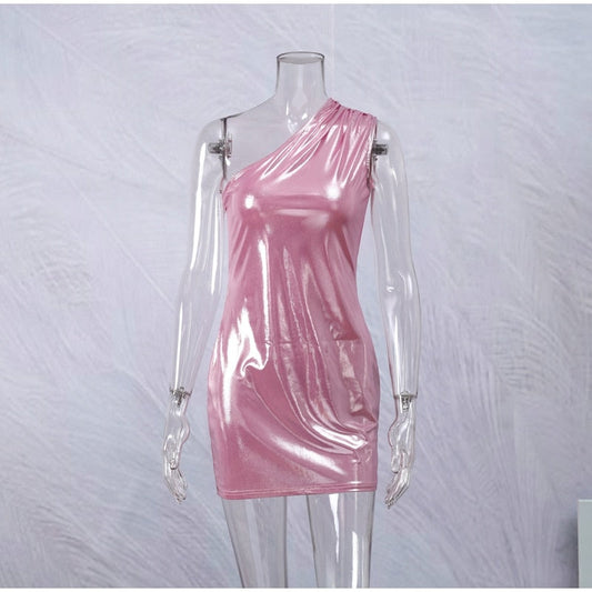 Asymmetrisk Mini Klänning för Kvinnor i Syntetfiber – Lätt Stretch, Smal Silhuett, Perfekt för Kvällsevenemang 1