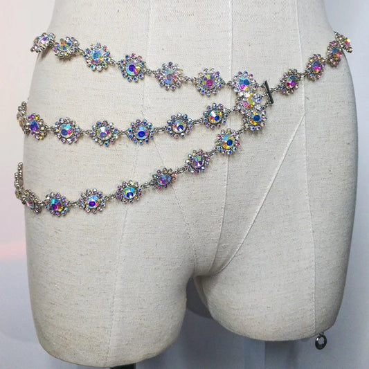 Dam Höftkedja Metall Glänsande Strass-1
