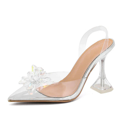 Dam Slingback Skor Spetsig Tå PVC Hög Klack 9,5 cm-3