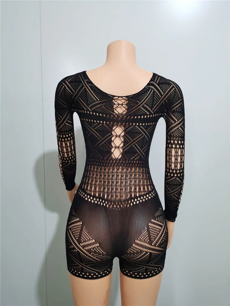 Dam Jumpsuit Spetsbroderi Elastisk Polyester-6