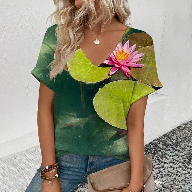 Kvinnors Kort Blus Justerbar Ventilerad Bomull-3